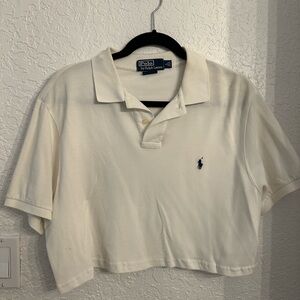 Vintage Polo Ralph Lauren Cream Cropped Polo Shirt